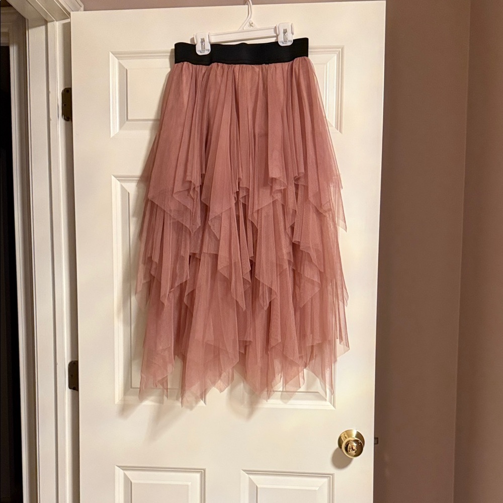 Elegant Pink Layered Tulle Skirt
